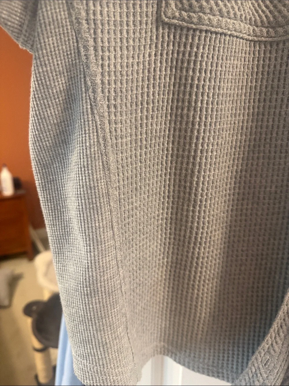 aerie Waffle-Knit Shacket in gray